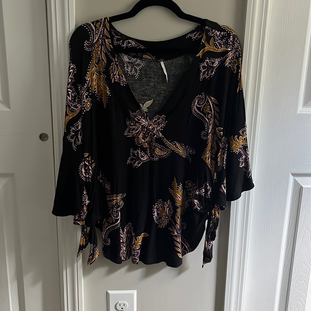 free people printed knit top